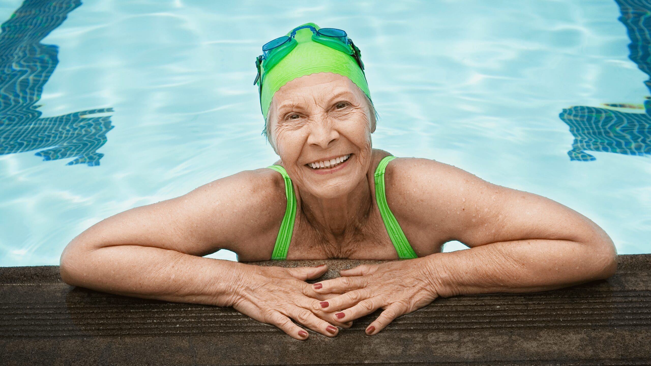 Elderly lady exercising for healthy ageing