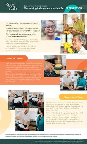 Support worker help sheet for meal preparation 1